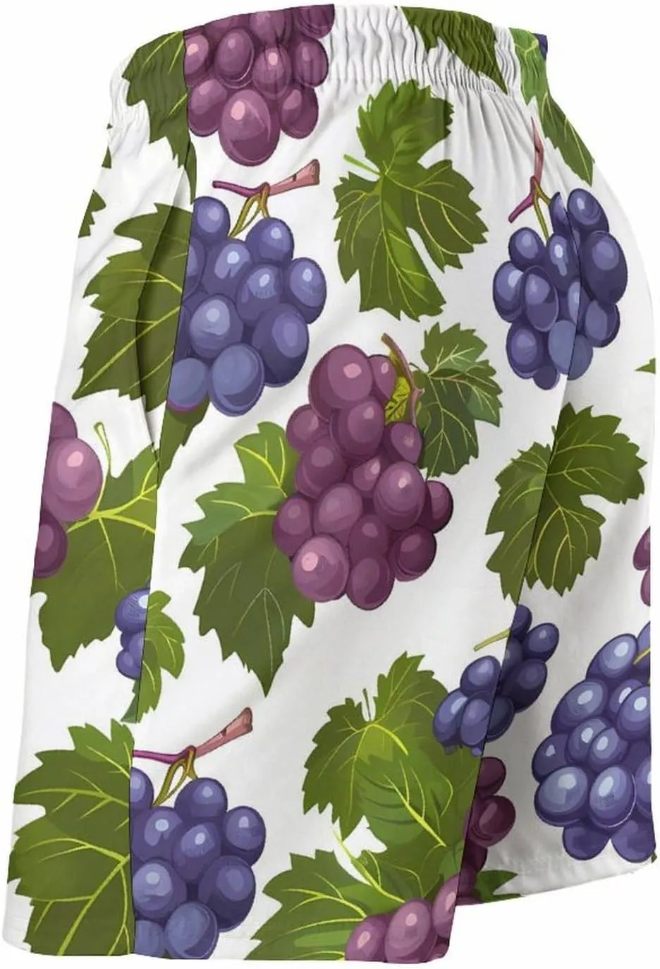 Purple Grapes with Green Leaves Men's Swim Trunks Quick Dry Board Shorts Breathable Summer Beach Shorts Bathing Suits