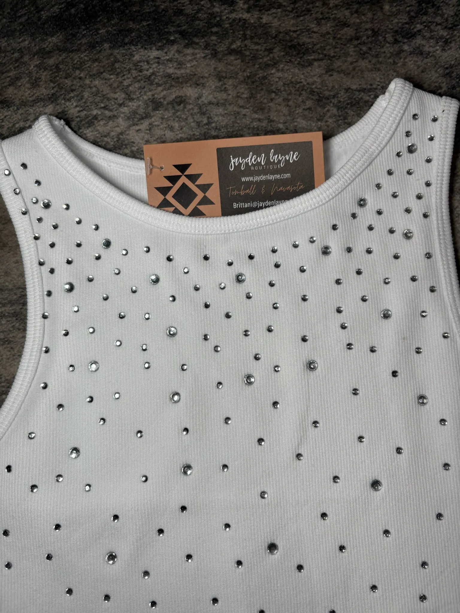 Rhinestone white sleeveless seamless bodysuit