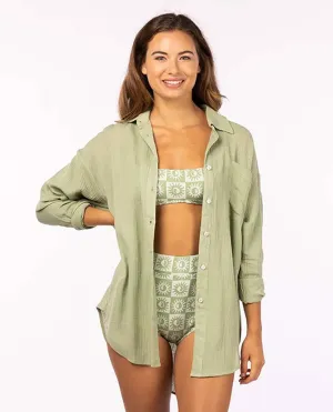 RipCurl | Premium Linen Long Sleeve Button Through Shirt