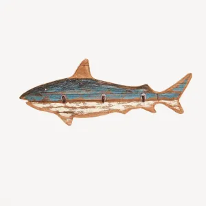 Rustic Nautical Shark Shaped Coat Rack