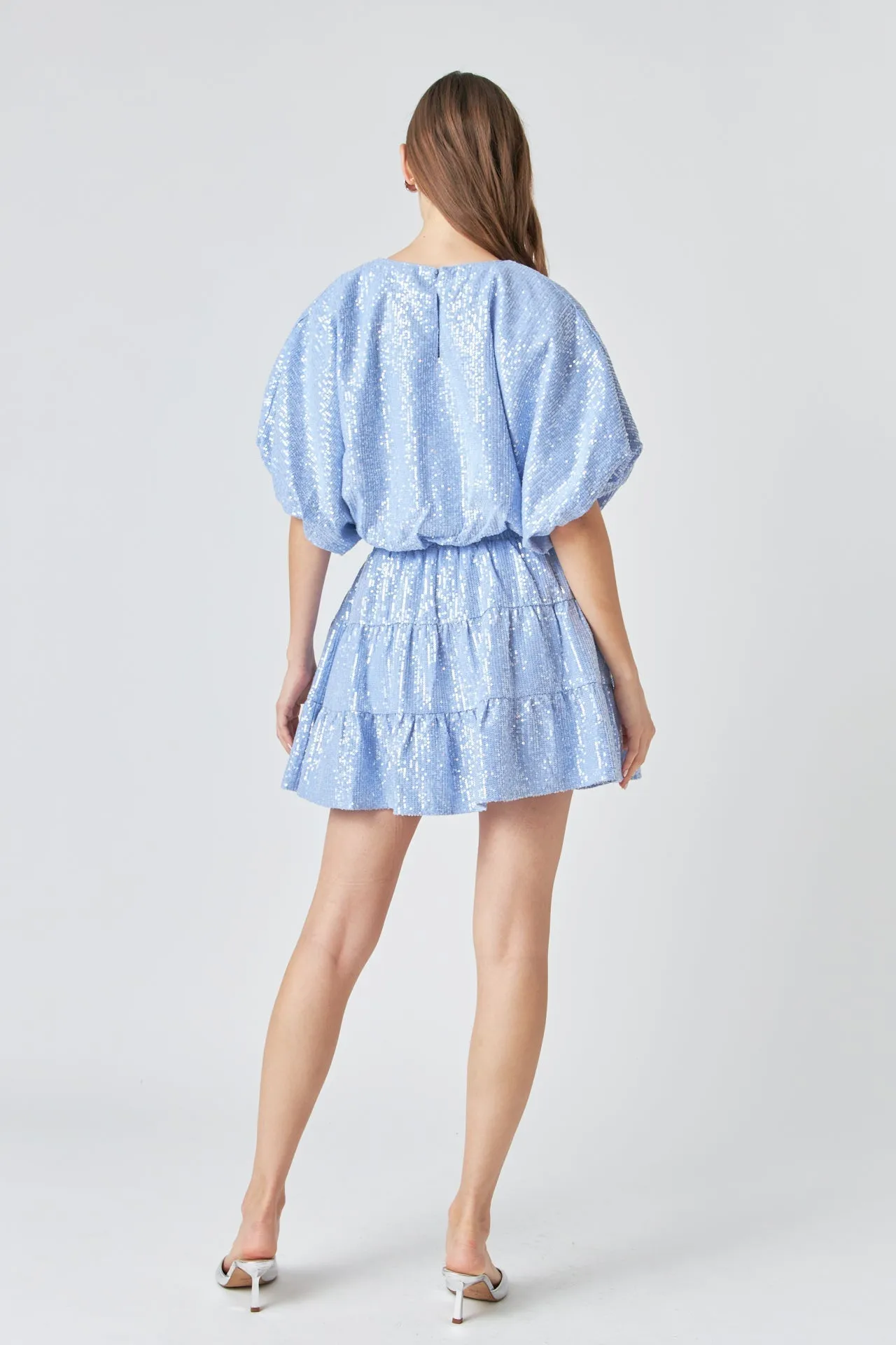 Sequins Ruffled Mini Skirt