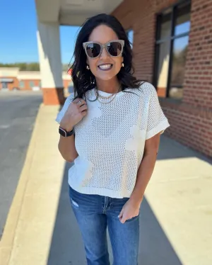 Shelby Flower Sweater in Off White
