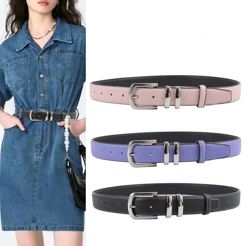 Silver Crown Leather Belts - Lilac