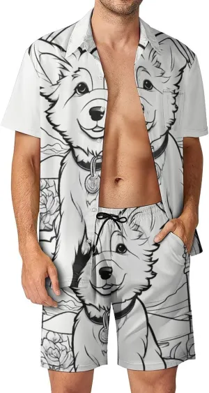 Sketch Otters Party Shorts Shirt Men Swim Trunks Quick Dry Surfing Beach Shorts with Pockets Casual Beach Suit