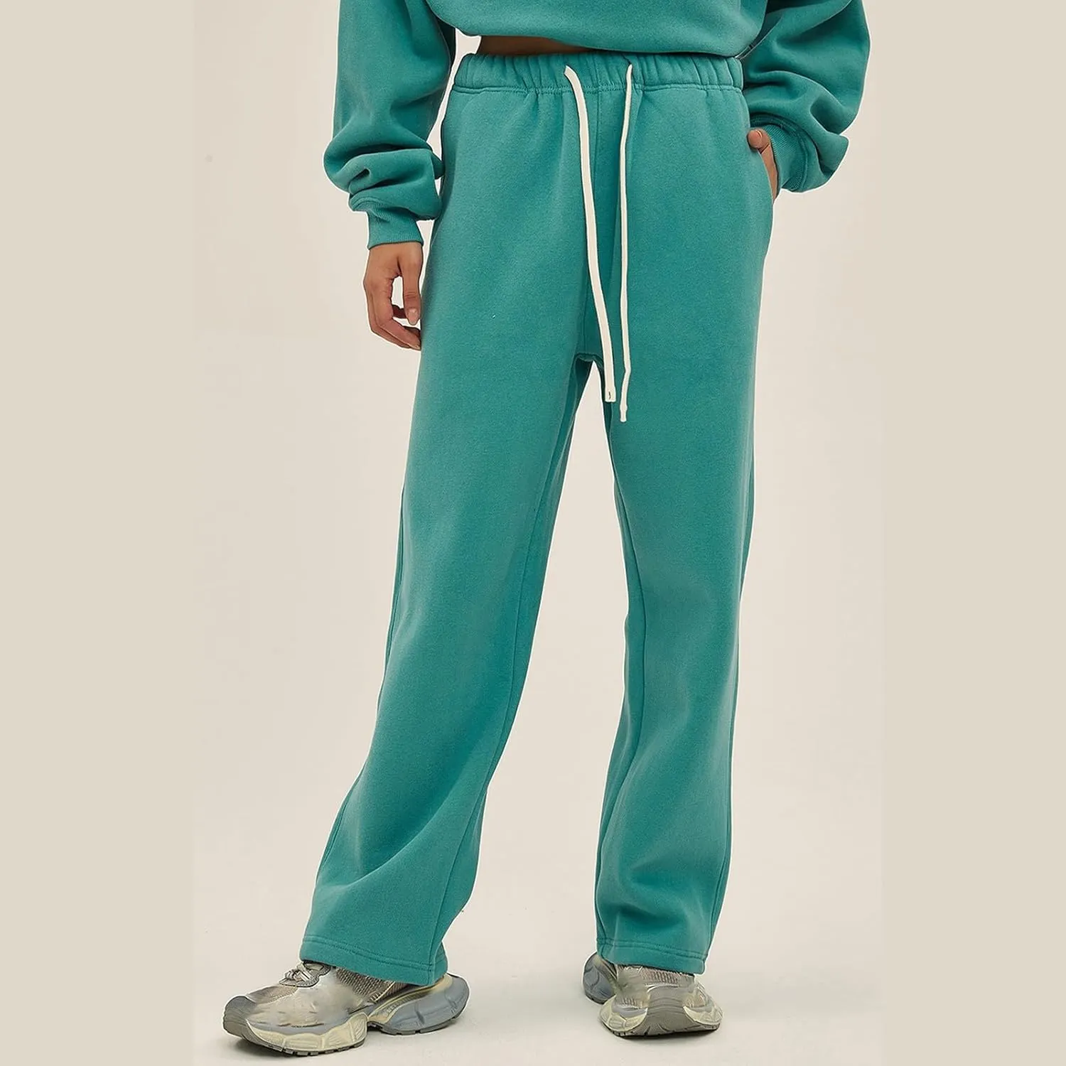 Straight Leg Sweatpants Men Plain Athletic Pants Open Bottom Casual Relaxed Fit Fall Trousers Baggy Gym Track Pants