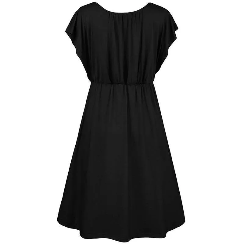 Stylish High-rise Short-sleeve Nursing Dress