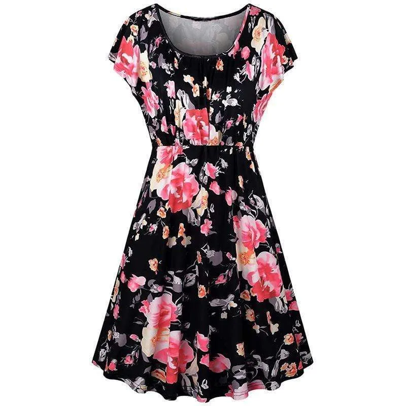 Stylish High-rise Short-sleeve Nursing Dress