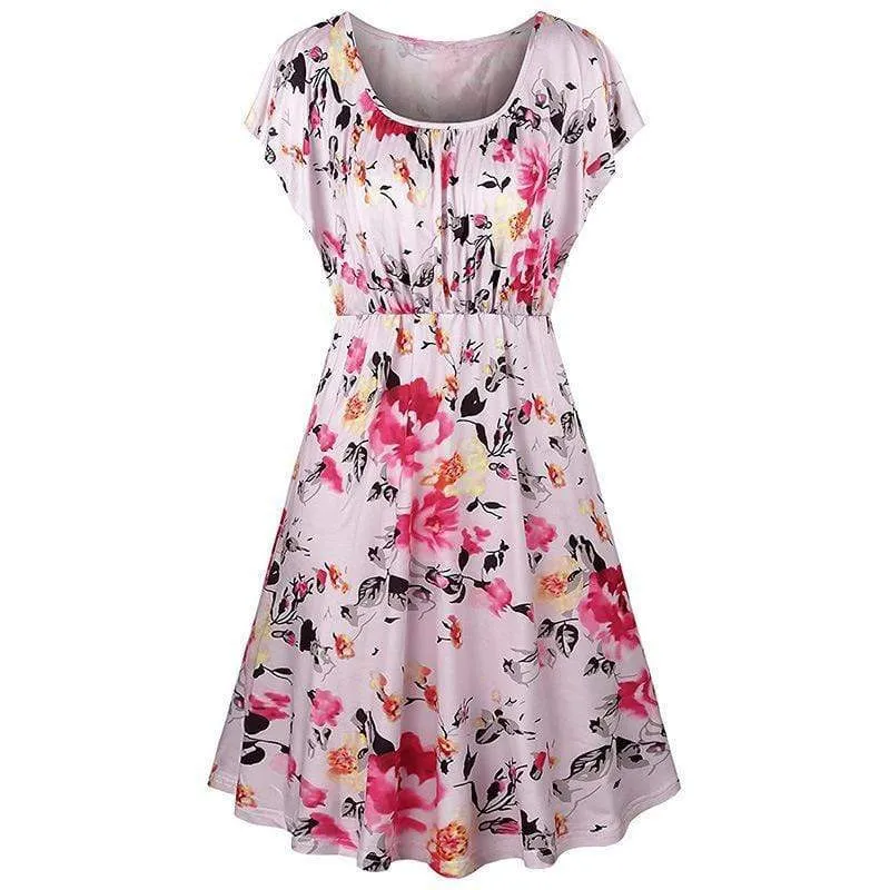 Stylish High-rise Short-sleeve Nursing Dress