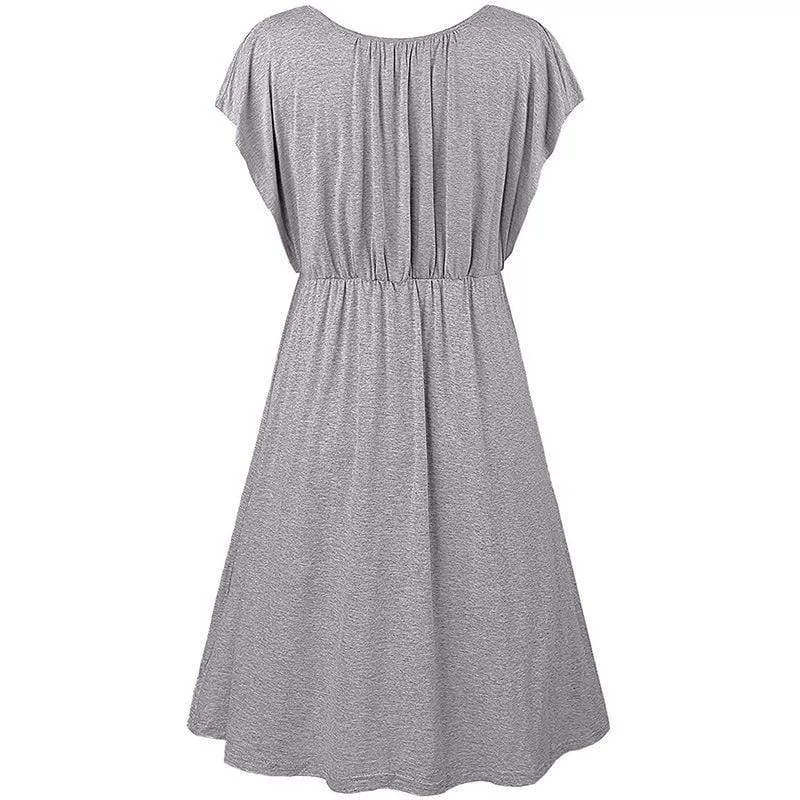 Stylish High-rise Short-sleeve Nursing Dress