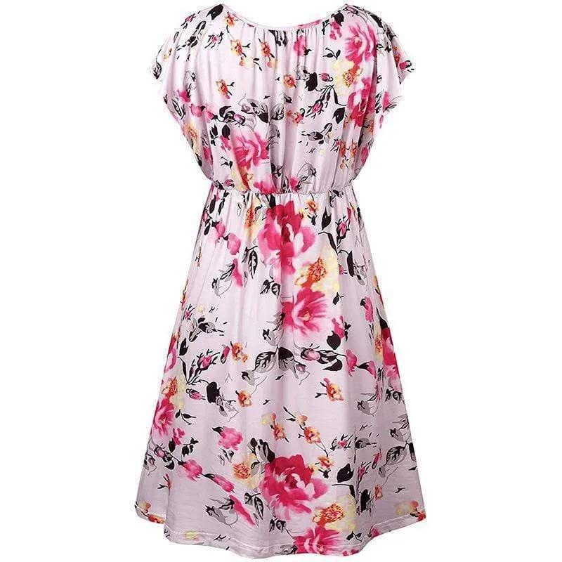 Stylish High-rise Short-sleeve Nursing Dress