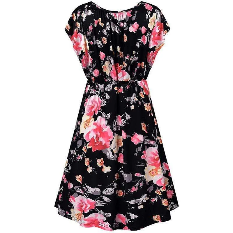 Stylish High-rise Short-sleeve Nursing Dress