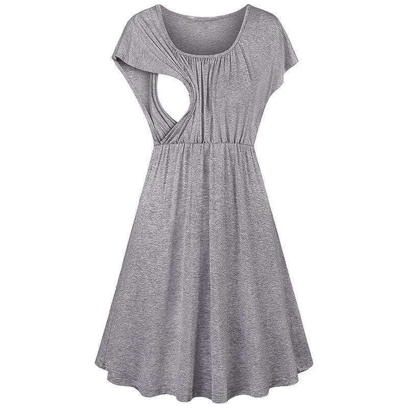 Stylish High-rise Short-sleeve Nursing Dress