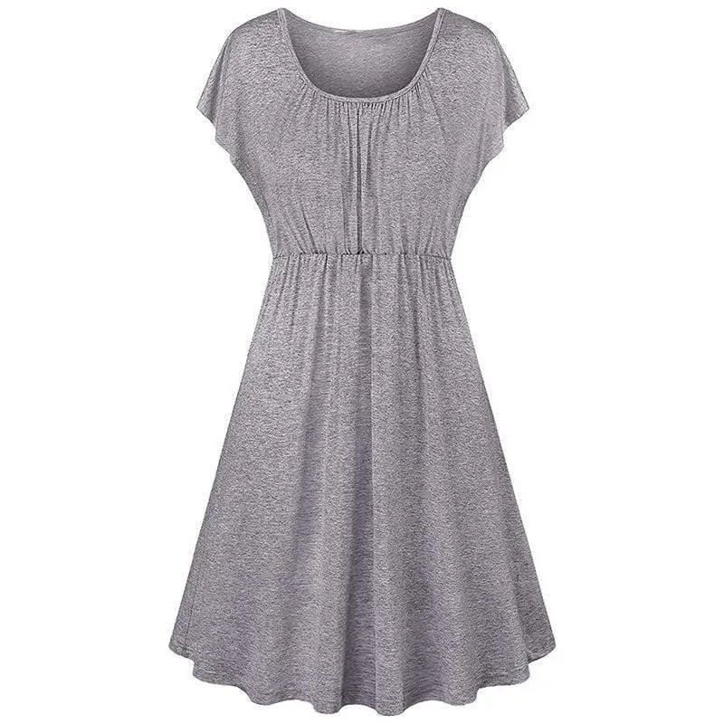 Stylish High-rise Short-sleeve Nursing Dress