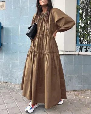 Stylish Pleated Design Elegant Maxi Dress