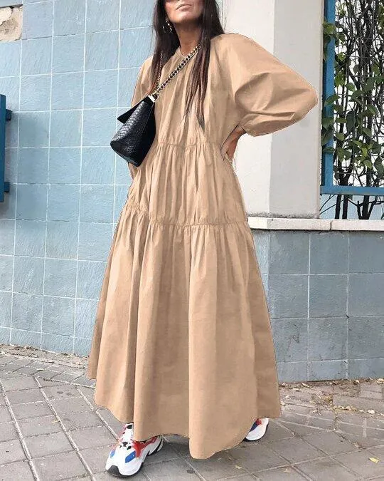 Stylish Pleated Design Elegant Maxi Dress