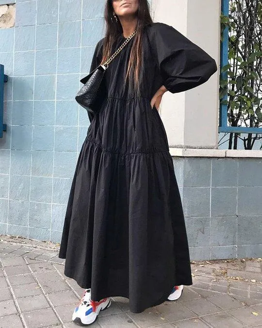 Stylish Pleated Design Elegant Maxi Dress