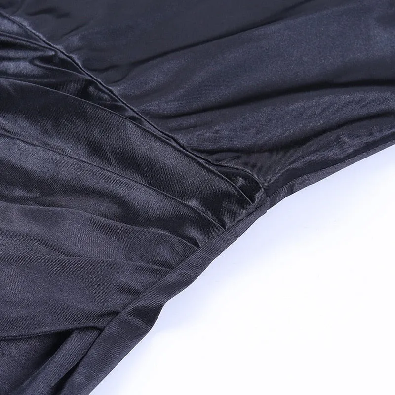Stylish Satin V-Neck High Side Split Mini Dress