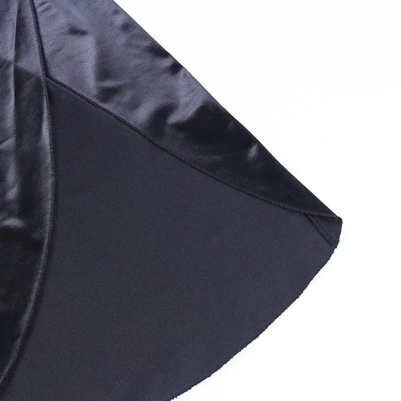 Stylish Satin V-Neck High Side Split Mini Dress