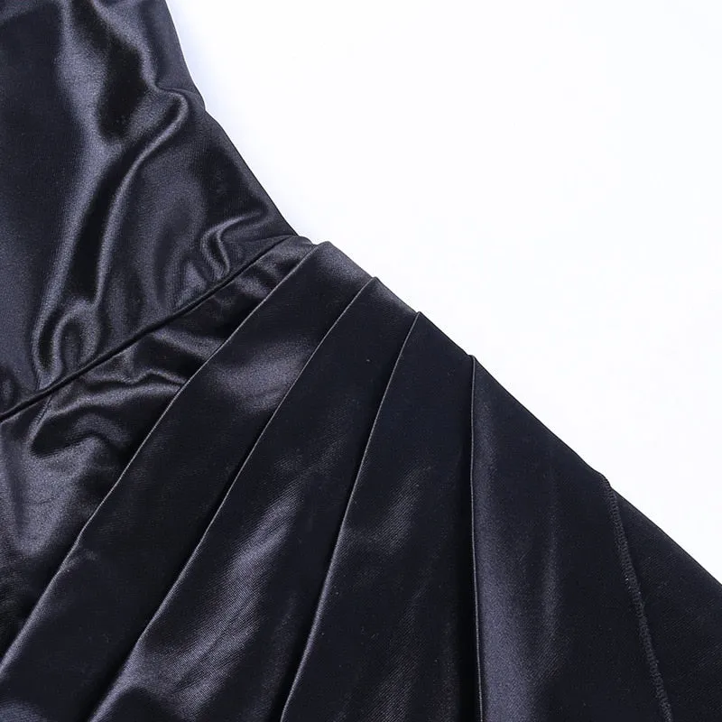 Stylish Satin V-Neck High Side Split Mini Dress