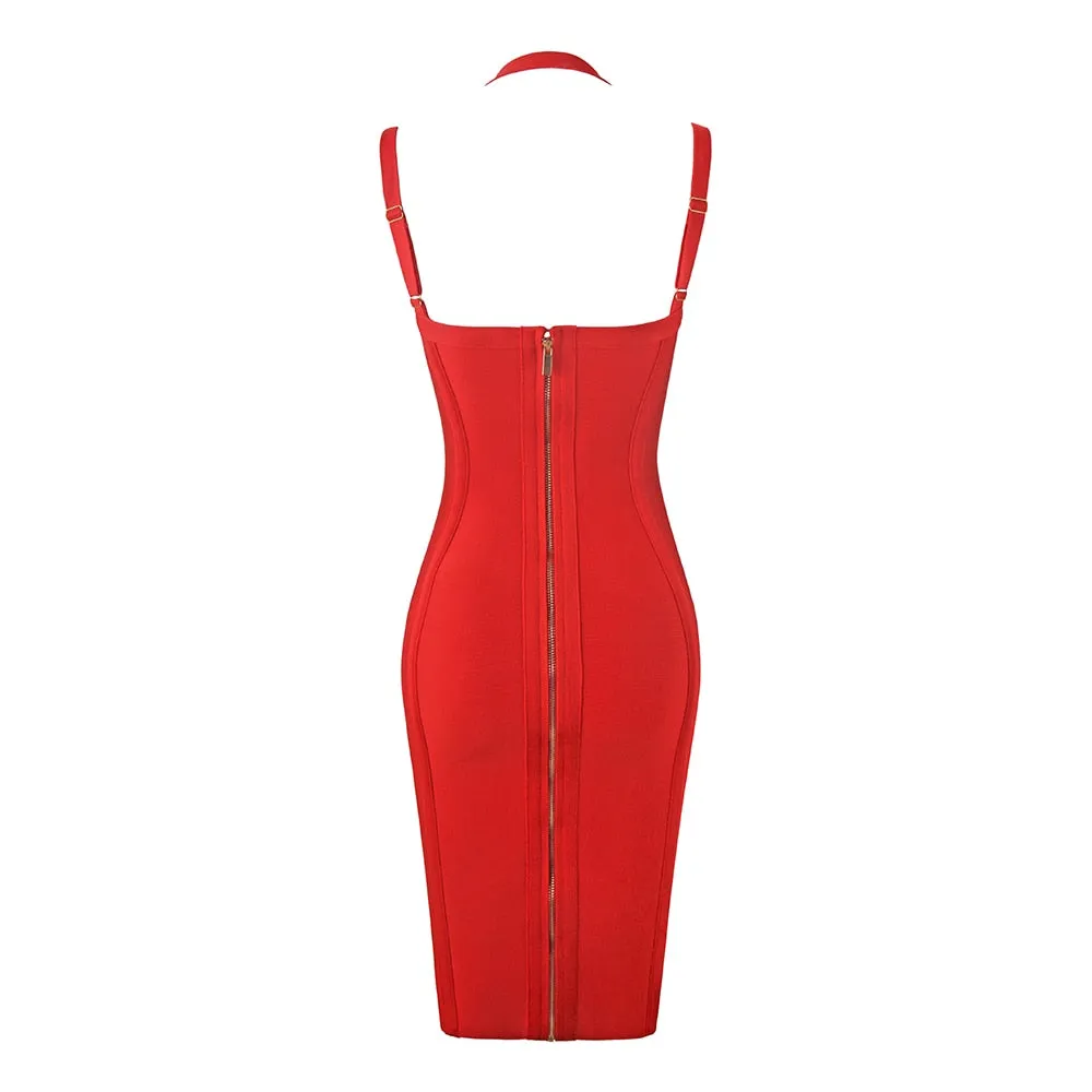 Stylish V-Neck Backless Bandage Dress
