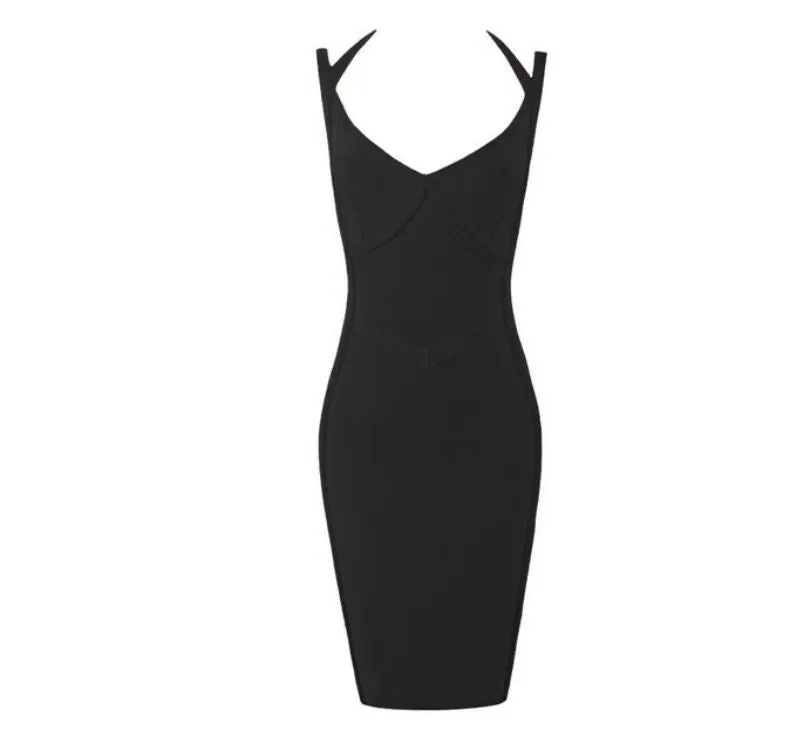 Stylish V-Neck Backless Bandage Dress