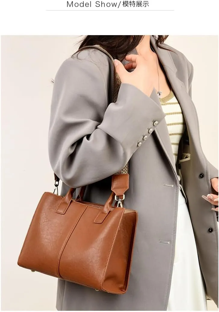 Stylish Yellow Leather Handbag for Women - Large Capacity Shoulder Bag