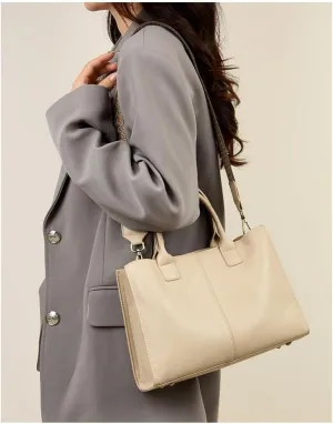 Stylish Yellow Leather Handbag for Women - Large Capacity Shoulder Bag