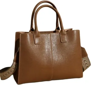 Stylish Yellow Leather Handbag for Women - Large Capacity Shoulder Bag