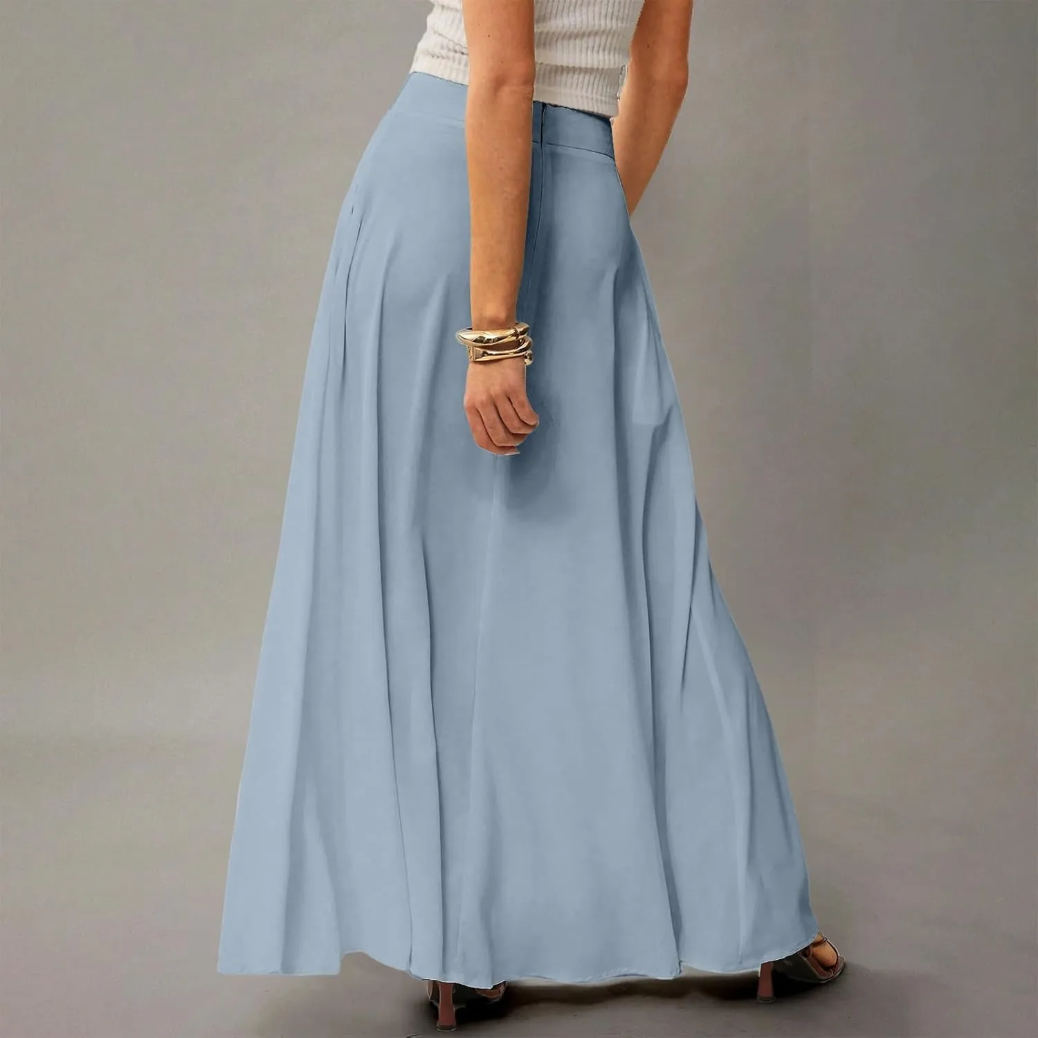 Summer Boho Floral Maxi Skirts for Women 2025 Casual Trendy A-Line Elastic High Waist Long Flowy Skirt with Pocket