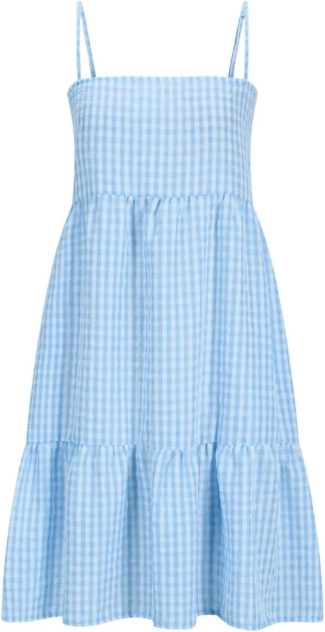 Summer Dresses for Women 2025 Casual Spaghetti Strap Ruffle Mini Dress Vacation Beach A Line Sundresses with Pockets
