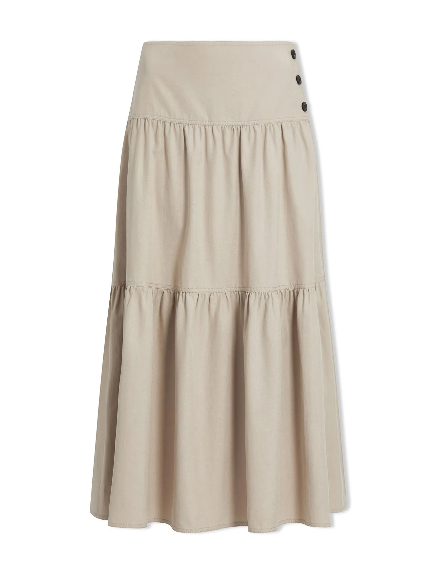 Sylvia Cotton Twill Maxi Skirt - Beige