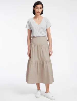 Sylvia Cotton Twill Maxi Skirt - Beige
