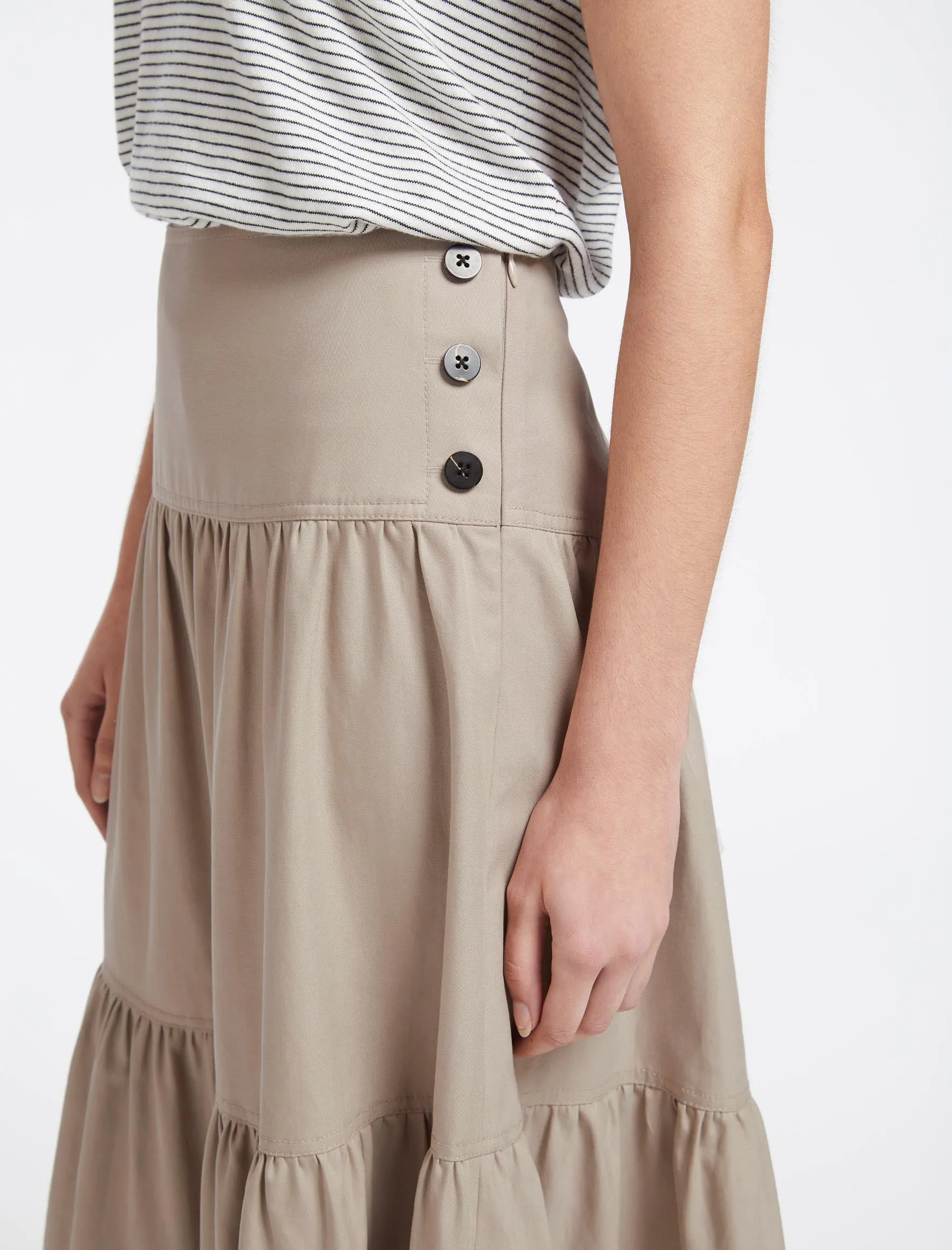 Sylvia Cotton Twill Maxi Skirt - Beige