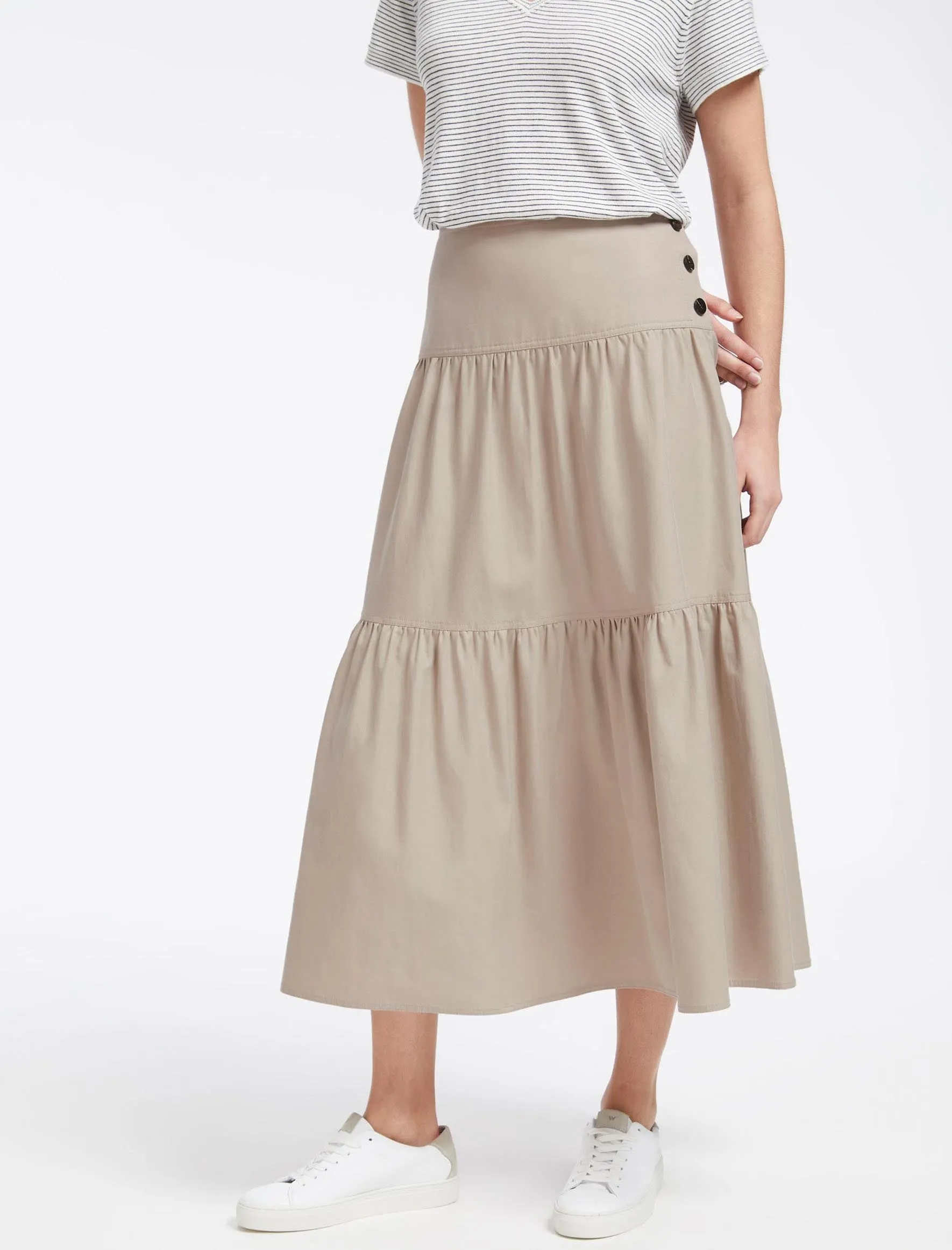 Sylvia Cotton Twill Maxi Skirt - Beige