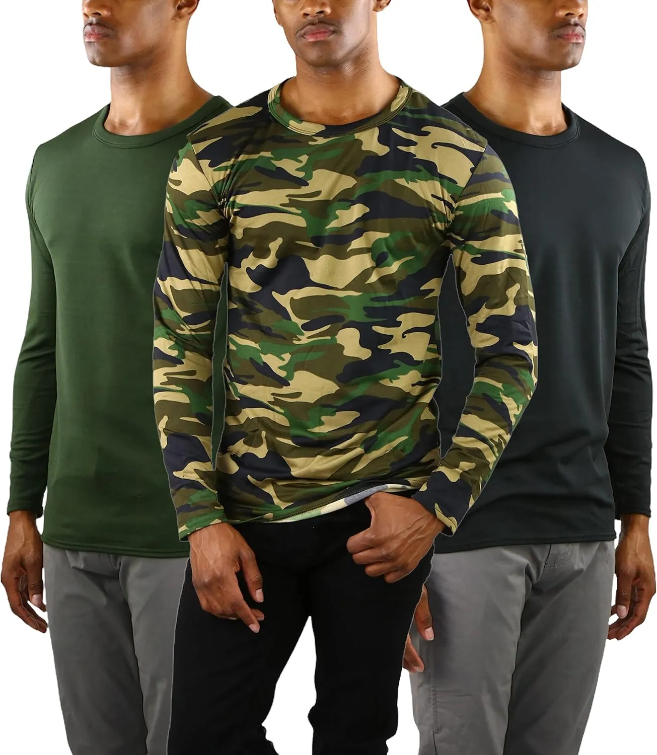 ToBeInStyle Men's Premium Fleece Lined Microfiber Thermal Long Sleeve Crewneck Shirt Top