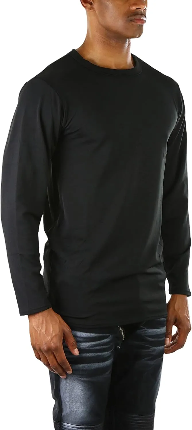 ToBeInStyle Men's Premium Fleece Lined Microfiber Thermal Long Sleeve Crewneck Shirt Top