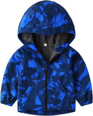 Toddler Boys Girls Fleece Lined Jacket Zip Up Hoodie, Camouflage Outerwear Windbreaker Spring Fall Jackets for Kids