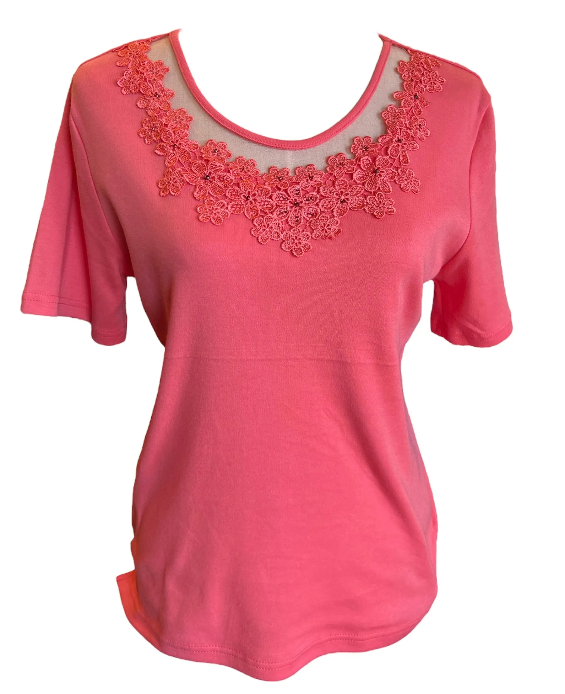 Top Lace Neck Flower