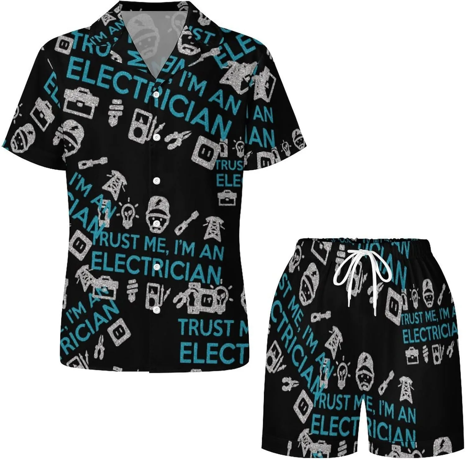 Trust Me I'm An Electrician Women's Pajamas Set Loungewear 2 Piece Sleepwear Short Sleeve Top Shorts