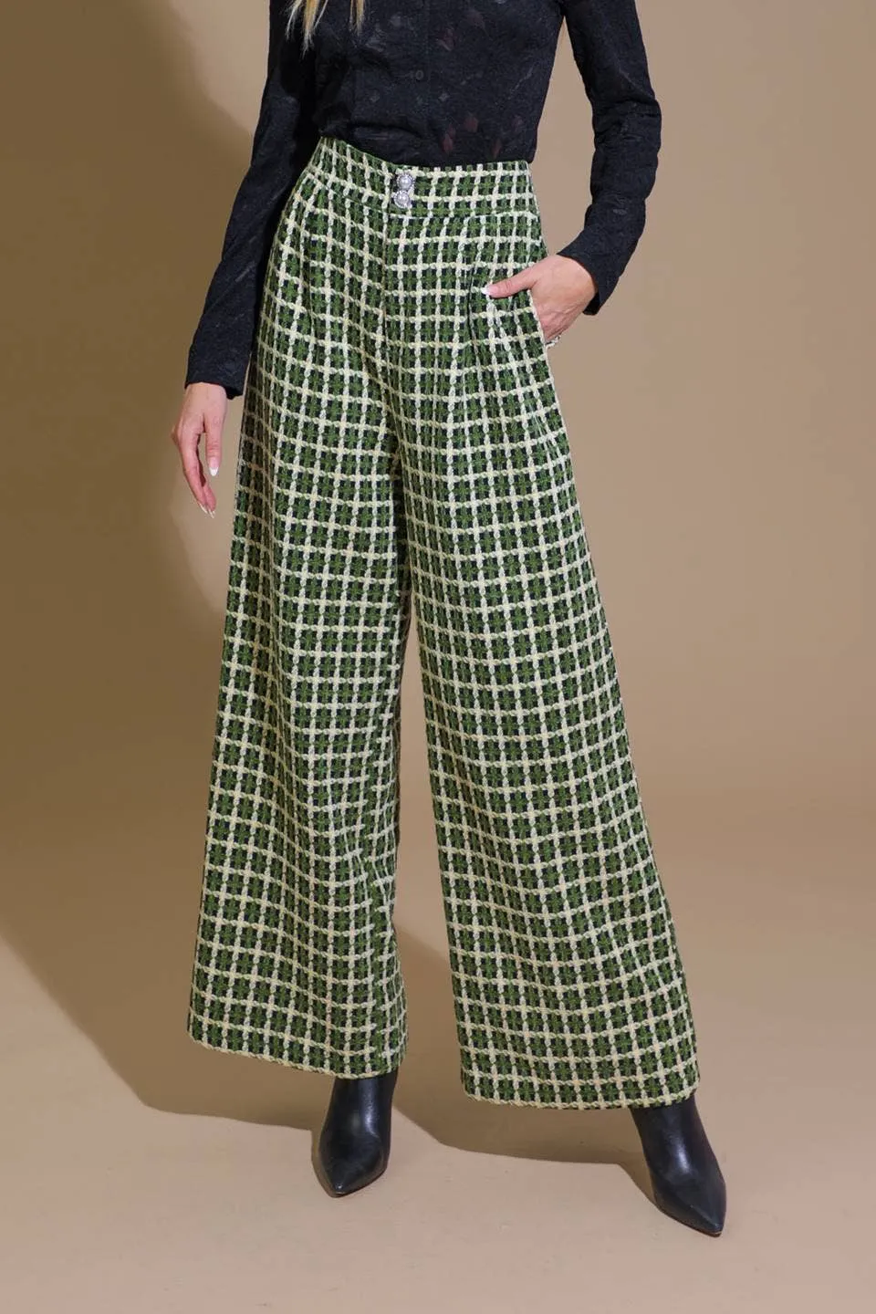 Tweed Wide-Leg Pants