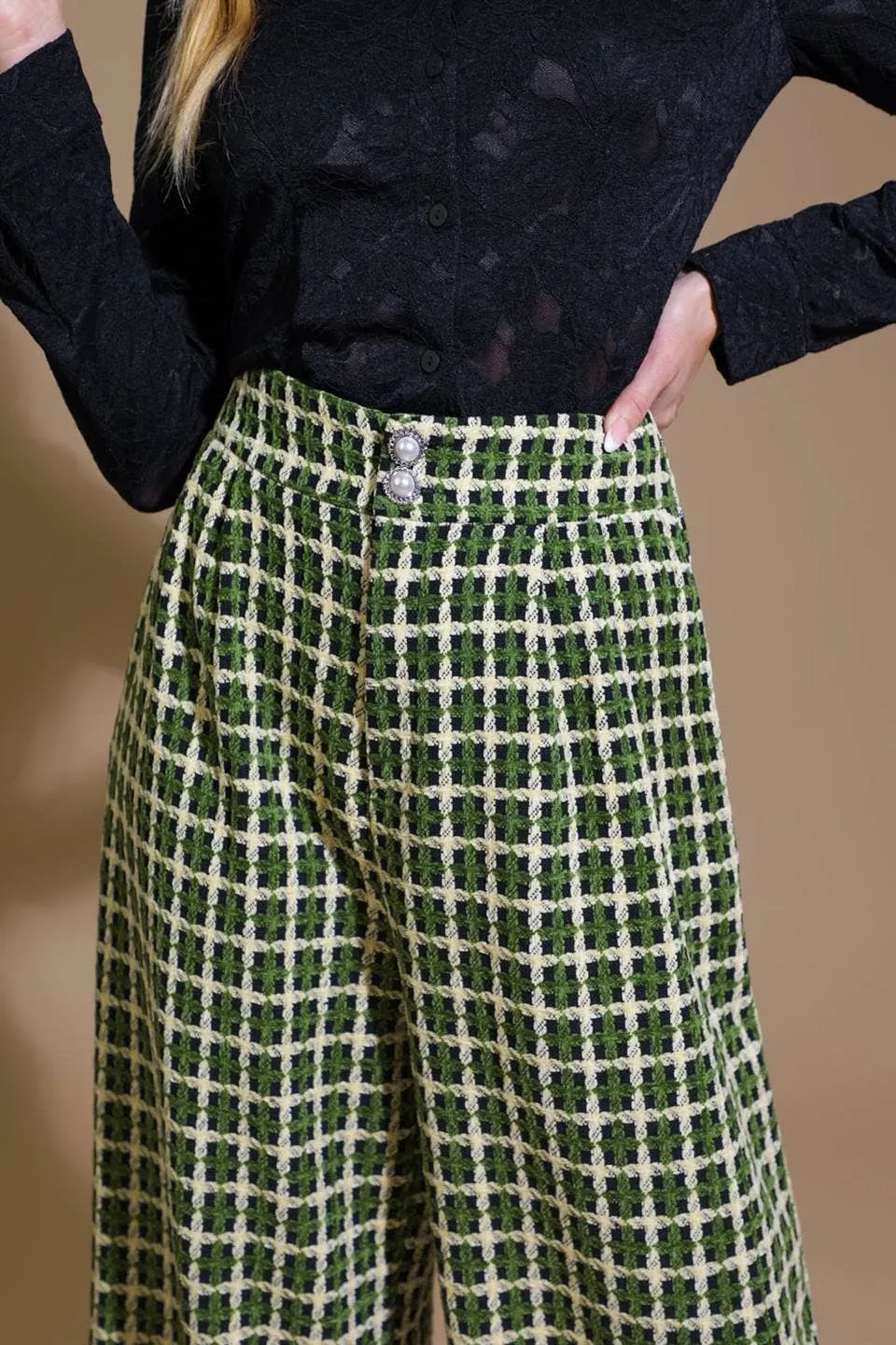 Tweed Wide-Leg Pants