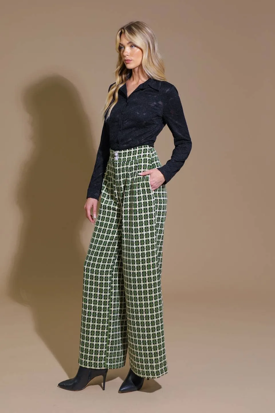Tweed Wide-Leg Pants