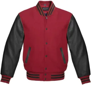 Varsity Jacket Letterman Baseball Jacket Wool body and Cowhide Leather Sleeves 22 Color Options