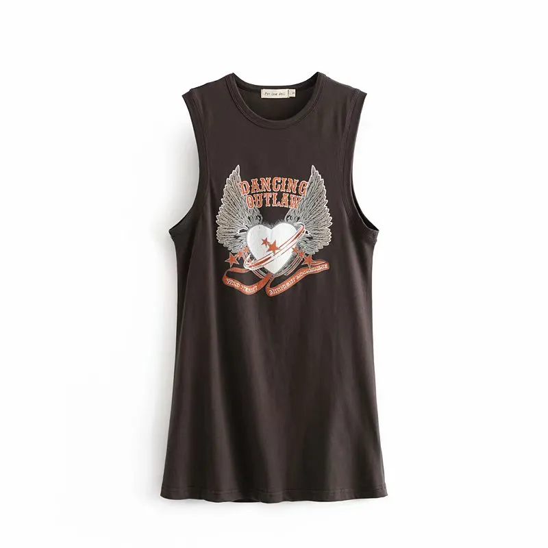 Vintage chic fashion women sleeveless cartoon print tanks loose Camo tank tops collar vest short version camis female festival