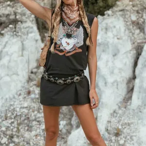 Vintage chic fashion women sleeveless cartoon print tanks loose Camo tank tops collar vest short version camis female festival