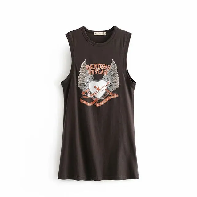 Vintage chic fashion women sleeveless cartoon print tanks loose Camo tank tops collar vest short version camis female festival