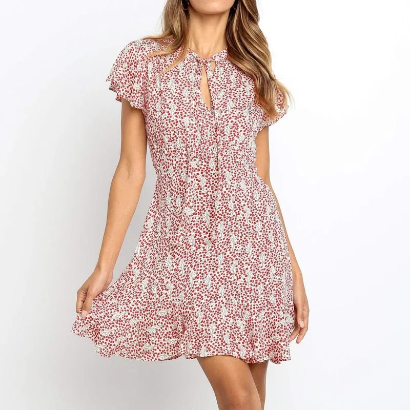 Vintage Floral Print Dress Women Sexy