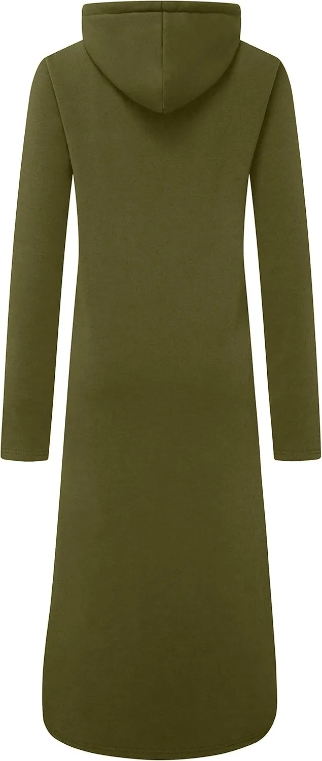 WenVen Womens Long Hoodie Dress Thicken Fleece Lined Pullover Sweatshirt