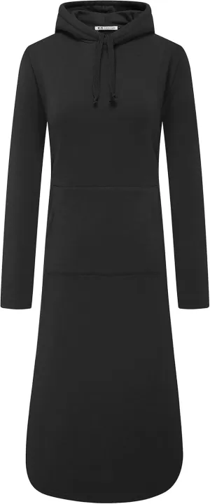 WenVen Womens Long Hoodie Dress Thicken Fleece Lined Pullover Sweatshirt