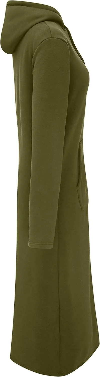 WenVen Womens Long Hoodie Dress Thicken Fleece Lined Pullover Sweatshirt